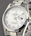 President - Day Date - White Gold - 36mm Old Style Bracelet with Rhodium Roman Dial