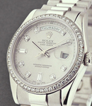 White Gold - President - Factory Diamond Bezel - 36mm on President Bracelet with Rhodium Diamond Dial