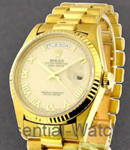 Day-Date - President - Yellow Gold - 36mm - Fluted Bezel  on President Bracelet with Cream Roman Dial