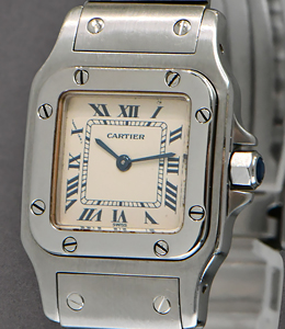 Santos Small Size in Steel on Steel Bracelet with Silver Dial