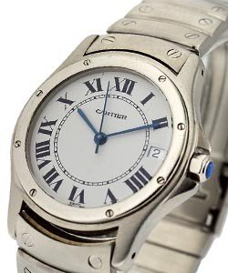 Santos Round - Automatic Steel on Bracelet with White Dial