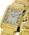 Tank Francaise Mid Size in Yellow Gold on Bracelet with White Roman Dial 