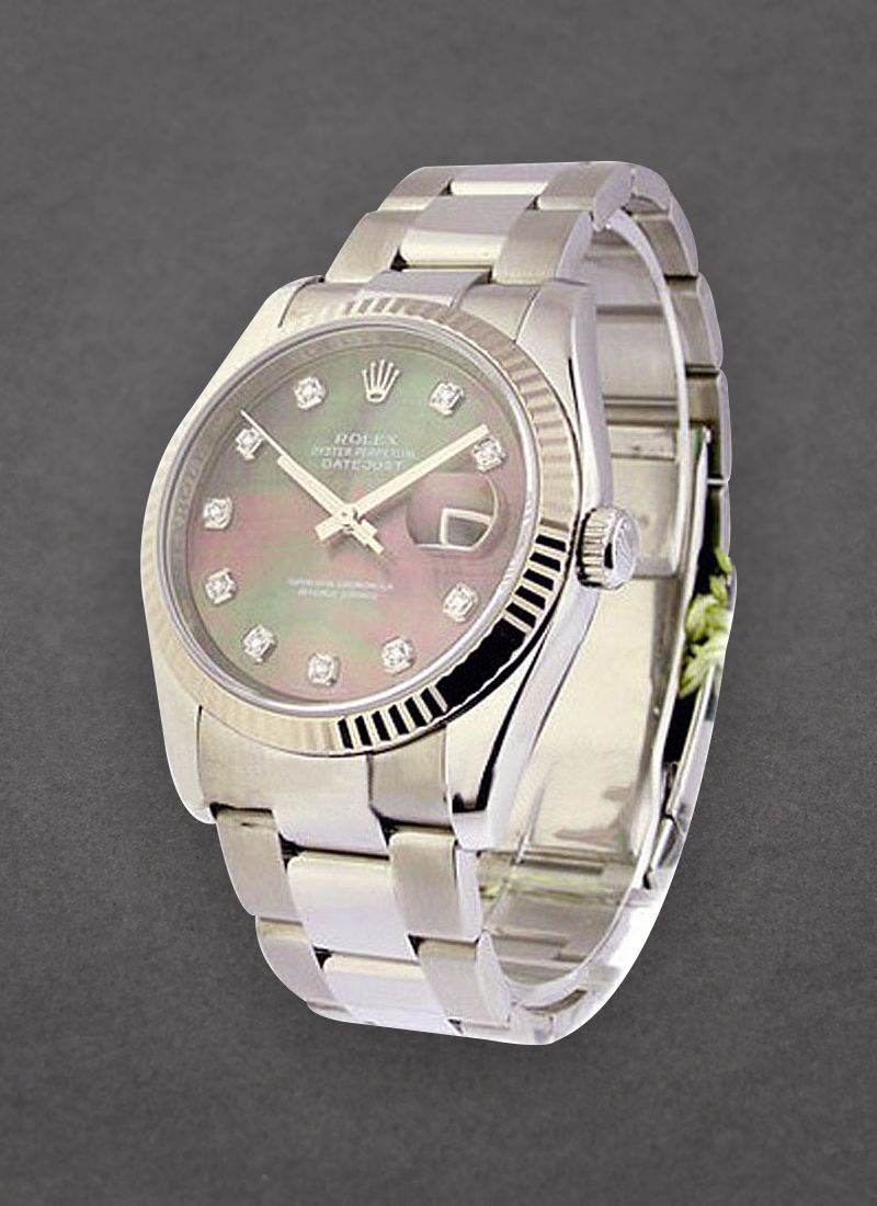 Rolex Unworn Datejust 36mm in Steel with White Gold Fluted Bezel