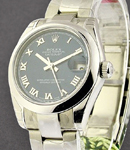 Mid Size Datejust 31mm in Steel with Domed Bezel on Steel Oyster Bracelet with Blue Roman Dial