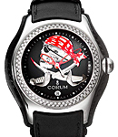 Bubble Privateer with 2 Row White Diamond Bezel - Limited Edition Steel on Strap with Black Dial