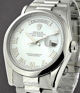 President - Day Date - Platinum on President Bracelet with Glacier Roman Dial