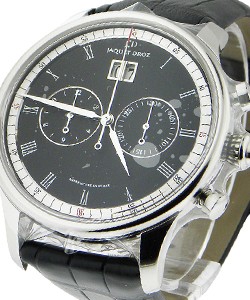 Chrono Grande Date in Steel on Black Alligator Leather Strap with Black Dial