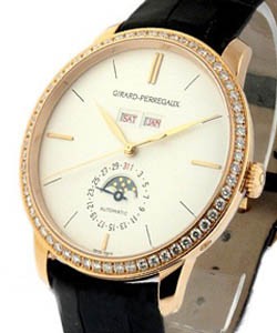 Classique Elegance 1966 Full Calendar with Diamond Bezel Rose Gold on Strap with White Dial
