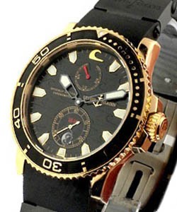 Maxi Marine Diver Black Surf Limited Edition 45min Rose Gold on Black Rubber Strap with Black Dial