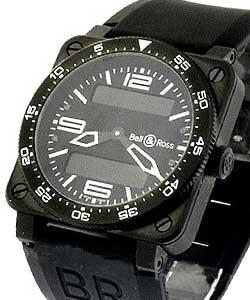 BR 03 Type Aviation Carbon in PVD Steel on Black Rubber Strap with Black Dial