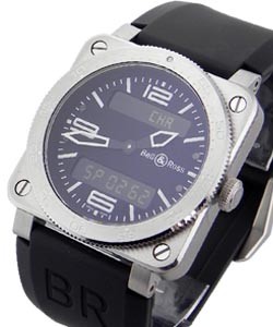 BR 03 Type Aviation in Steel on Black Rubber Strap with Black Dial