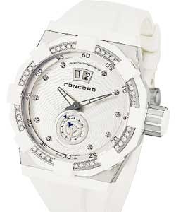C1 Big Date in Steel with Rubber Diamond Bezel on White Rubber Strap with White Guilloche Dial