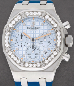 Lady Offshore Blue Jeans in Steel on Blue Rubber Strap with Sky Blue Dial 