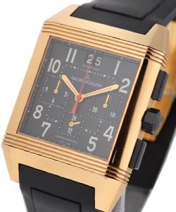 Reverso Squadra Chrono Limited Edition in Rose Gold on Black Rubber Strap with Black Dial