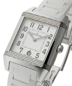 Reverso Squadra Lady Automatic in Steel on White Rubber with White Dial
