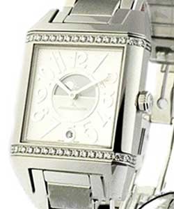 Reverso Squadra Lady Duetto with Diamond Bezel Steel on Bracelet with Silver and Black Dial