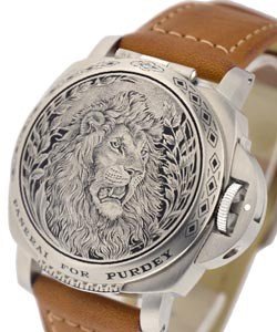 PAM 815 - Luminor Sealand Lion Purdey Steel on Strap with Black and White Dial