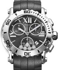 Happy Sport Chronograph 42mm in Steel on Black Rubber Strap with Slate Grey Dial