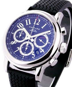 Mille Miglia Chronograph in Steel on Black Rubber Strap with Black Dial
