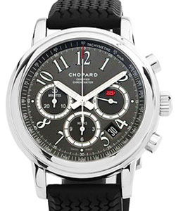 Mille Miglia Chronograph in Steel on Black Rubber Strap with Grey Dial