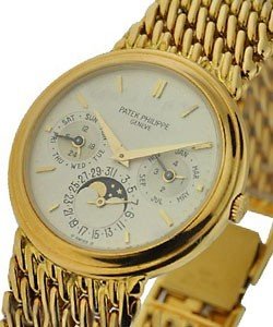 Perpetual Calendar Chronograph 3945 Yellow Gold on Bracelet with Silver Dial