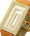 Happy Spirit - Lady's Large Rectangle with Diamond Case Yellow Gold on Strap 