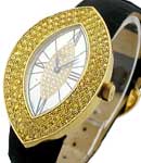 Ovale in Yellow Gold with Yellow Diamonds on Black Crocodile Leather Strap with MOP Diamond Dial
