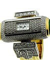 Calibre 101 - Smallest Movement in Ring Watch Yellow Gold - Pave Diamond Ring - Art Deco