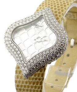 Pushkin with Diamond Case in White Gold White Gold on Strap with Silver Dial