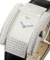 La Strada Large Size with Pave Bezel, Lugs and Dial Large Size White Gold on Strap - 100% Factory Chopard Diamonds