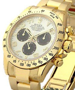 Daytona in Yellow Gold on Yellow Gold Oyster Bracelet with Ivory Dial with Black Subdials