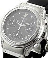 Elegant Chronograph with Diamond Bezel & Lugs Steel Case- Burgandy Dial - Rubber Strap