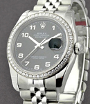 Datejust 36 mm in Steel with Diamond Bezel on Steel Jubilee Bracelet with Black Arabic Dial