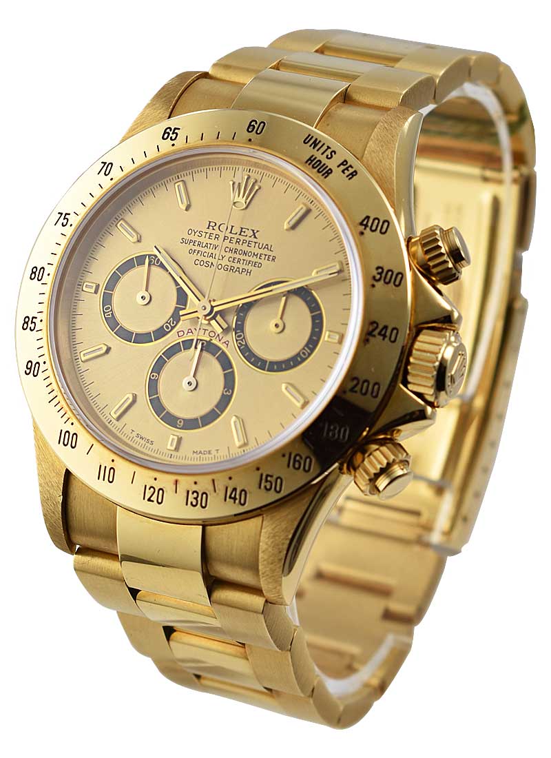 Daytona Zenith Movement - Yellow Gold on Oyster Bracelet with Champagne  Dial with Inverted 6 16528