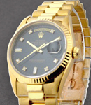 Day-Date - President - Yellow Gold - Fluted Bezel on YG President Bracelet with Factory Blue Diamond Dial