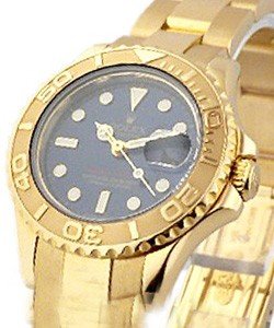 Yacht-Master Small Size in Yellow Gold on Oyster Bracelet with Blue Dial