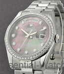 Day Date - Platinum with Diamond Bezel - 36mm on President Bracelet with Black MOP Diamond Dial