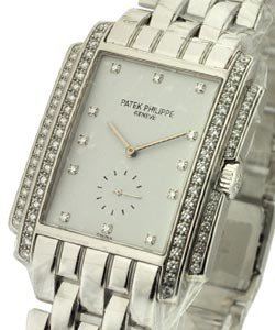 Mens Gondolo Ref 5025 in White Gold White Gold on Bracelet - Diamond Bezel