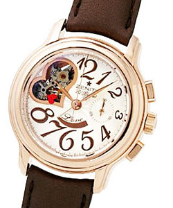 Chronomaster Open Heart El Primero in Rose Gold on Brown Satin Strap with Silver Dial