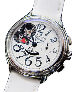 Chronomaster Star El Primero in Steel with Diamond Bezel on White Satin Strap with White Dial