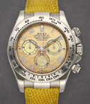 Daytona Beach Chronograph 40mm in White Gold on Yellow Leather Strap with MOP Roman Dial