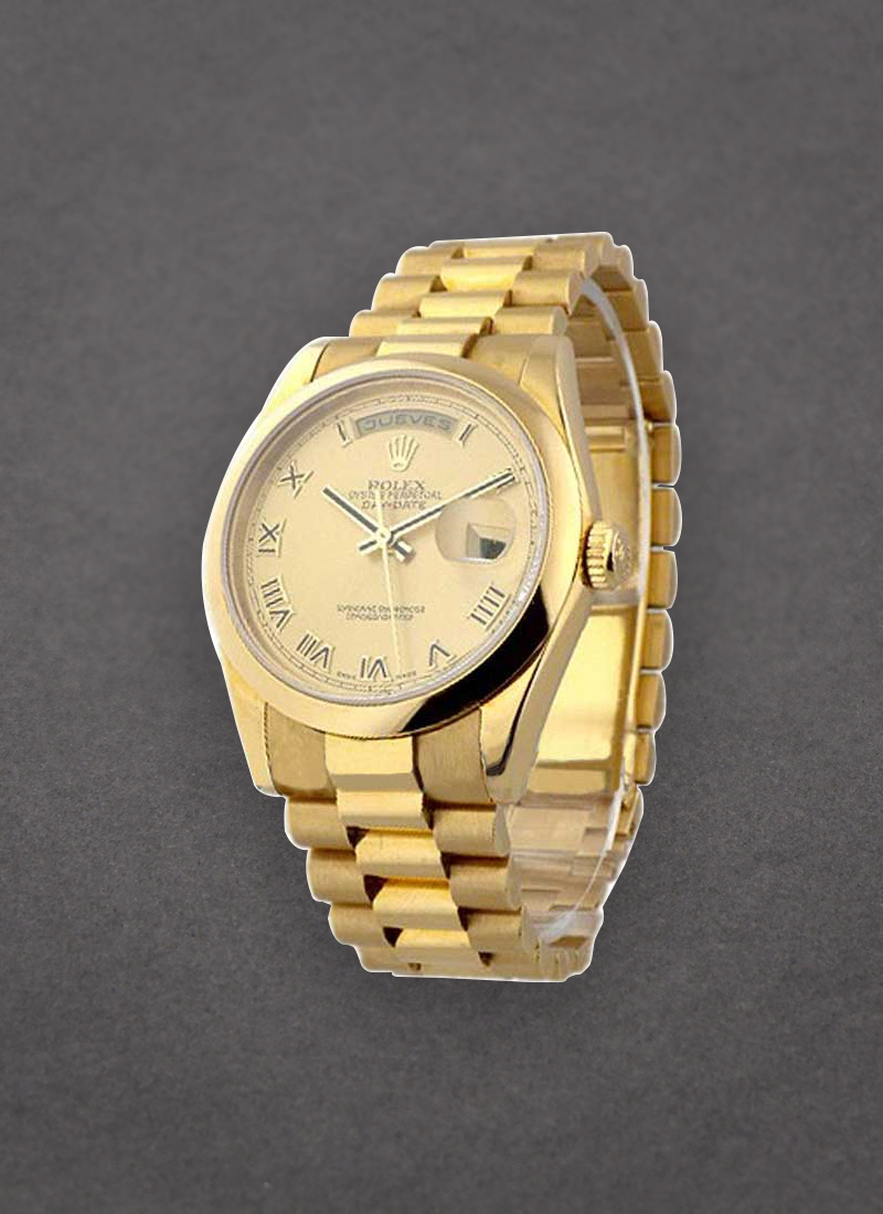 Pre-Owned Rolex Day-Date President in Yellow Gold with Domed Bezel