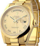 Day-Date President in Yellow Gold with Domed Bezel on Bracelet with Champagne Roman Dial