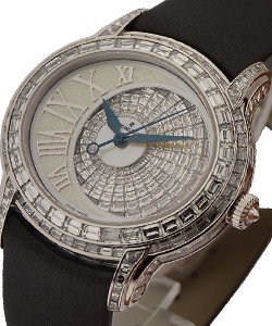 Lady's Millenary with Baguette Diamonds White Gold on Strap w/ Pave Diamond Dial