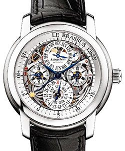Jules Audemars Equation of Time in Platinum on Black Crocodile Leather Strap with Skeleton Dial