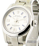 Ladies No Date in Steel with Smooth Bezel on Oyster Bracelet with Silver Arabic Dial