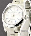 Ladies No Date in Steel with Smooth Bezel on Oyster Bracelet with Silver Arabic Dial