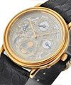 Skeleton Perpetual Calendar Yellow Gold on Strap with Engraved Movement