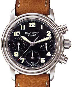 Leman Flyback Chronograph 34mm Automatic in Steel on Brown Calfskin Leather Strap with Black Dial