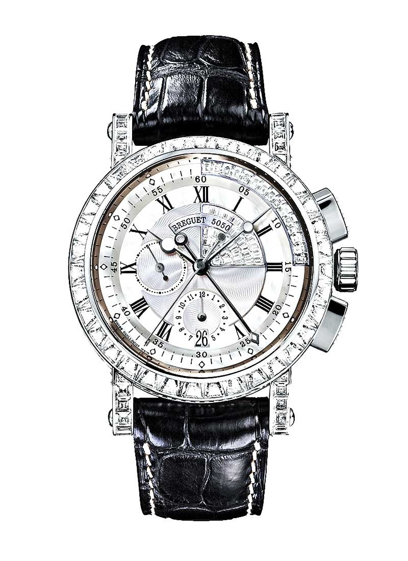 Breguet Marine II Chronograph in White Gold with Baguette Diamonds